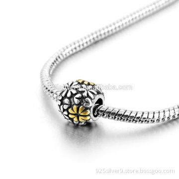 Customized beautiful flower shaped 925 silver jewelry silver bead For Bracelets wholesale beads jewelry molecules